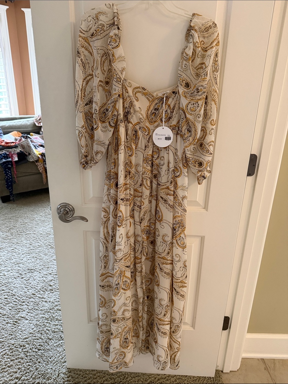 Storia White and Gold Paisley Maxi Dress